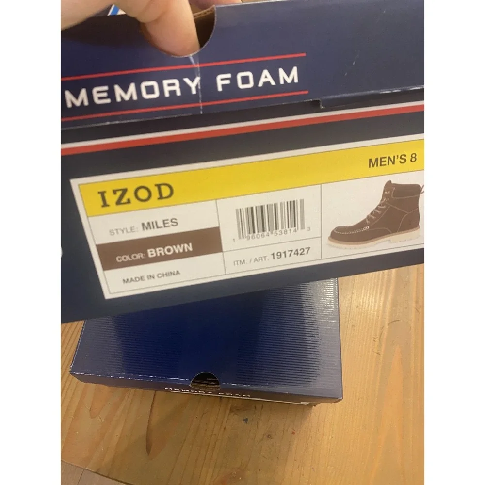 Izod NIB Miles Boot Brown‎ Men Sz 8 Lace Up Memory Foam